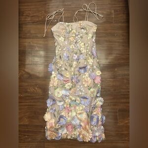 Hello Molly Midi Dress with Pastel Floral Embroidery